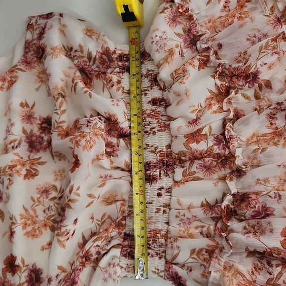 1 State Dress Womens Size M Floral Keyhole Button Sleeveless Ruffel - Picture 8 of 9